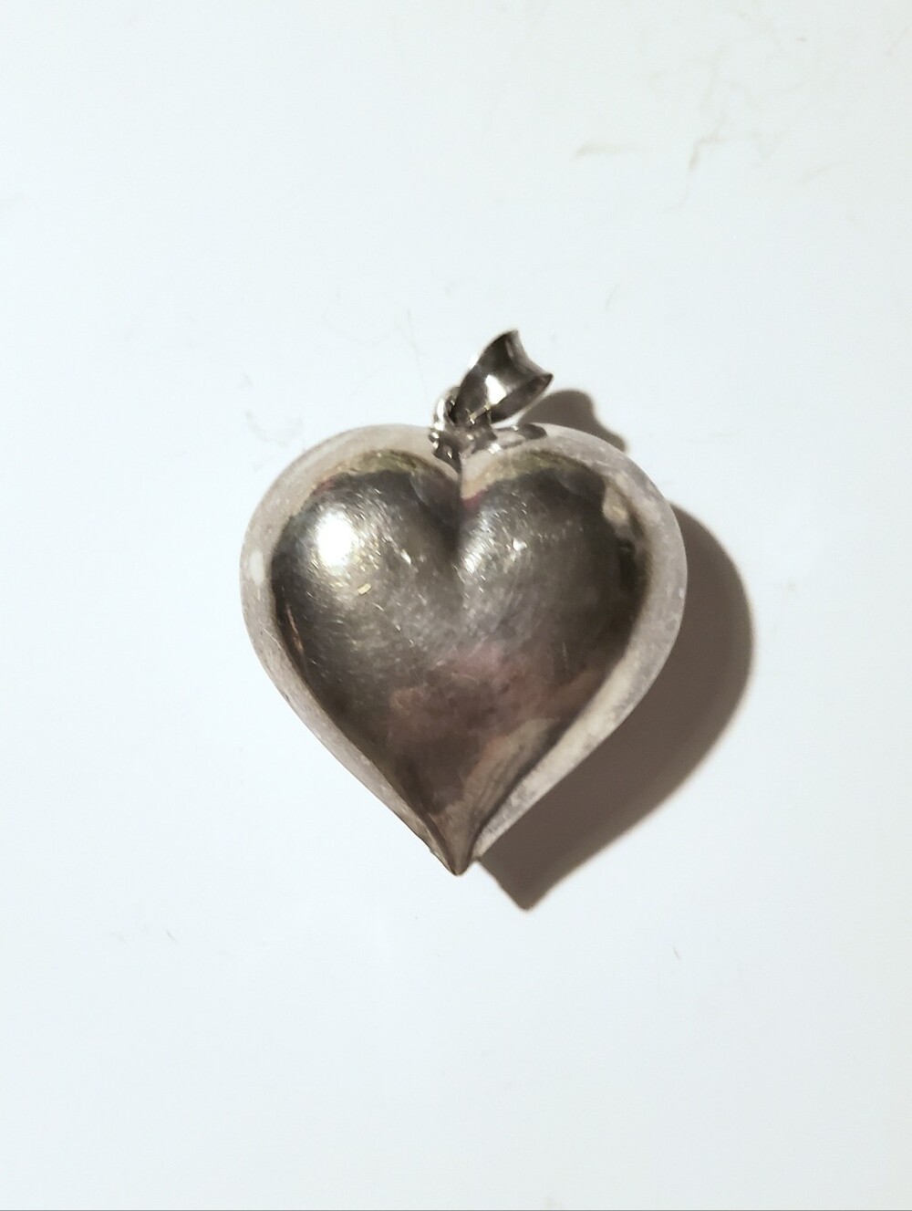 Vintage Large Puffy Statement Heart Pendant 925 Sterling Silver 14.8 g